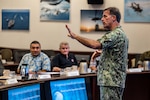 Adm. John C. Aquilino, Commander, U.S. Indo-Pacific Command, hosts members of the Hawaiʻi State Legislature at Camp H.M. Smith on Dec. 11, 2023. USINDOPACOM is committed to working alongside elected officials to resolve issues and strive for a sustainable and harmonious future all while enhancing stability in the Indo-Pacific region. (U.S. Navy photo by Chief Mass Communication Shannon Smith)