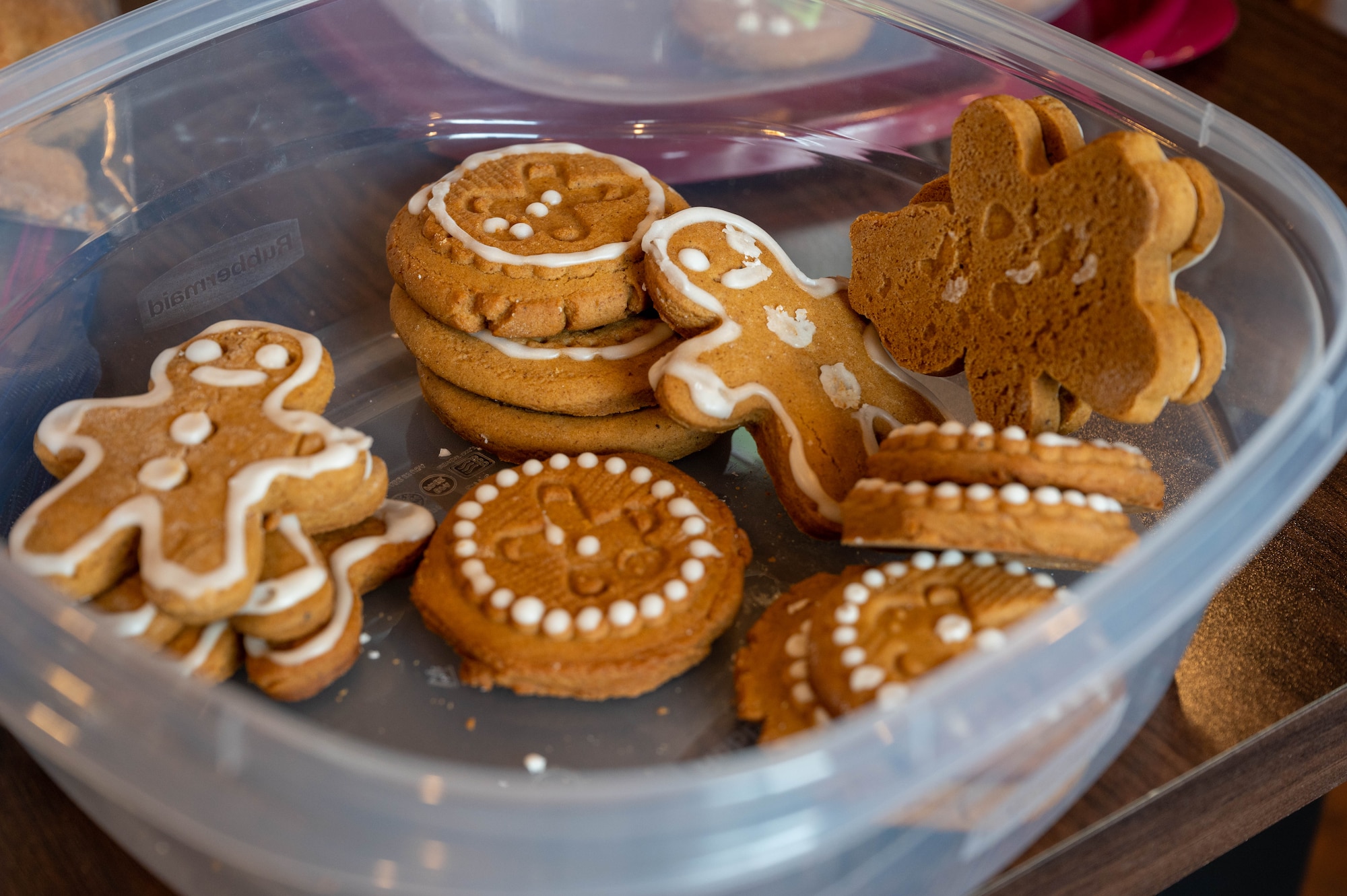 Donated cookies wait to be sorted into gift bags for Airmen