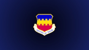 20th Fighter Wing logo on a gradient blue background.