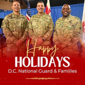 Maj. Gen. John C. Andonie, Commanding General (interim), District of Columbia National Guard; Brig. Gen. Aaron R. Dean, The Adjutant General, D.C. National Guard and Command Sgt. Maj. Ronald L. Smith, Jr., Command Senior Enlisted Leader, D.C. National Guard thank Soldiers, Airmen, civilians, and family members for their accomplishments over the year.