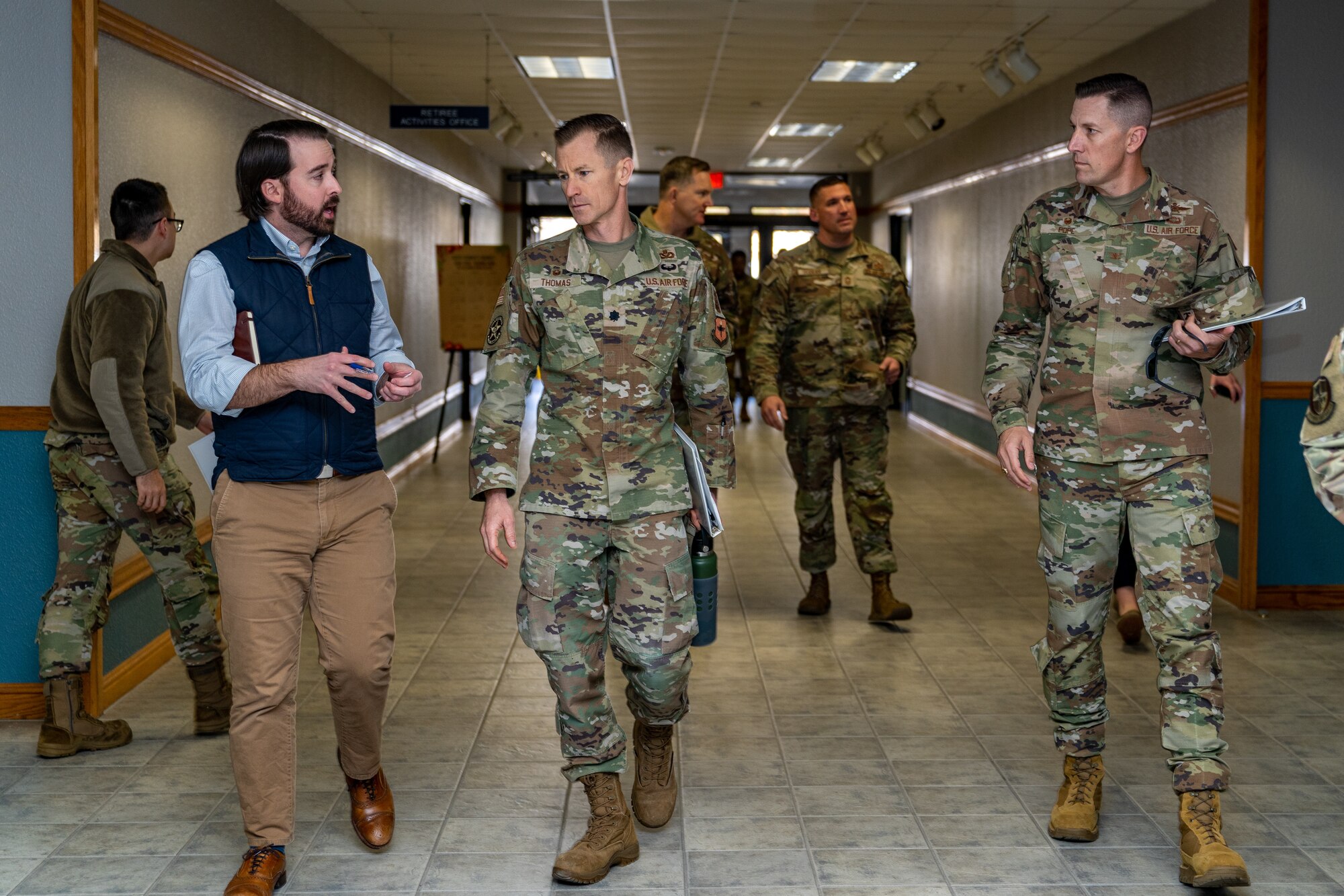 Brad Patout, Senate Armed Service Committee staff delegate, receives a tour of the Sablich Center at Keesler Air Force Base, Mississippi, Dec. 6, 2023.