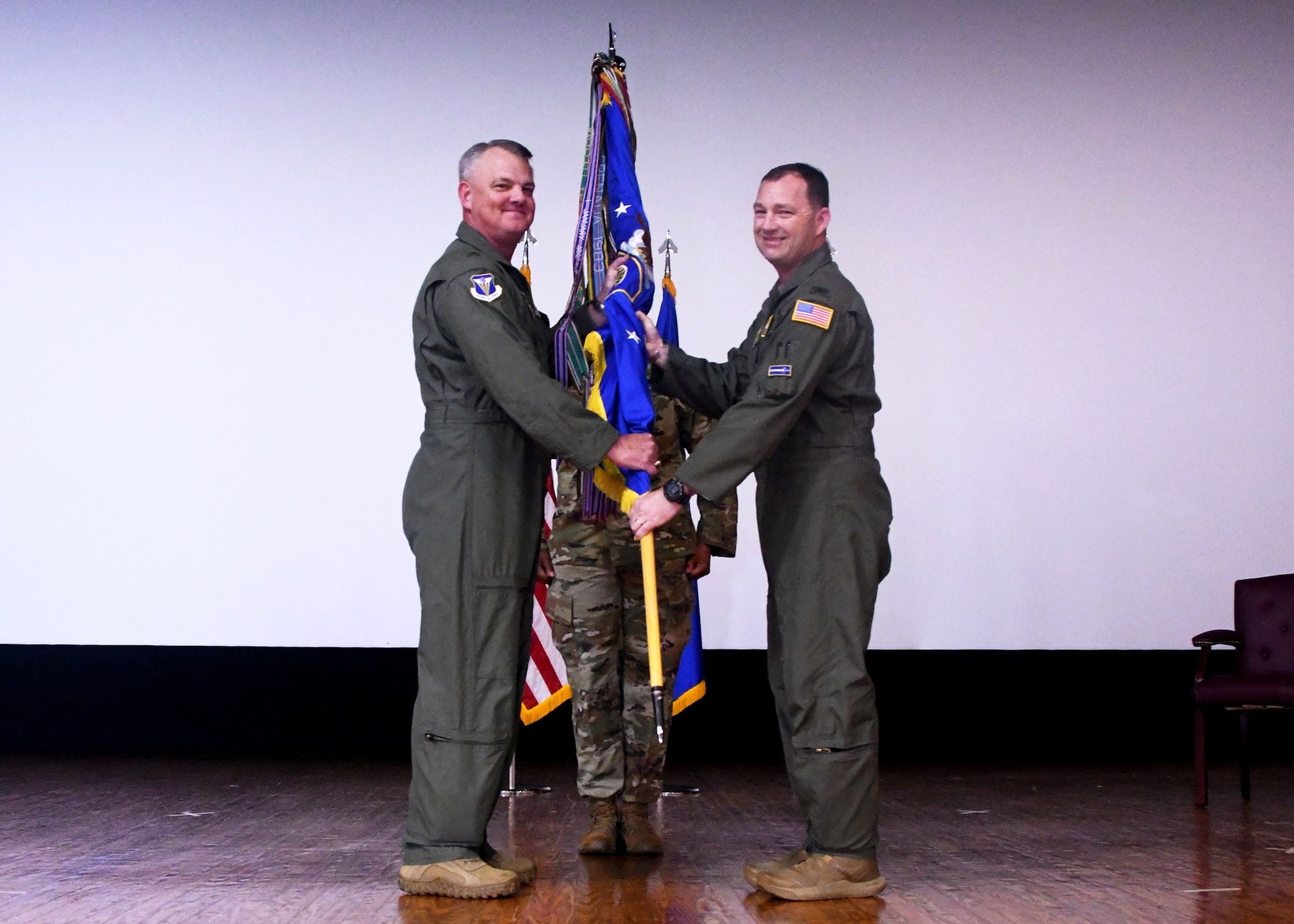 Col. Corey Reed, 459th Air Refueling Wing Commander (Right), assumed command of the 459th Air Refueling Wing during his assumption of command ceremony held at Joint Base Andrews, Md. As the commander, Col. Reed will support and direct more than 1,200 military and civilian personnel in 20 units and have control of eight KC-135R Stratotanker aircraft. The Fourth Air Force Commander, Brigadier General Scott Durham, was the presiding official.