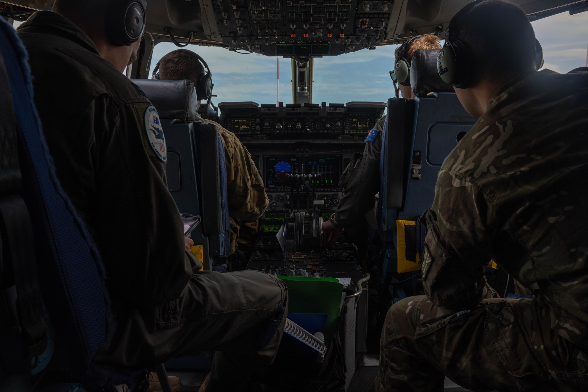 U.S. Air Force, Royal Australian Air Force and Royal Air Force pilots work together during a training flight around the skies of Australia during Global Dexterity, Nov. 30, 2023. Exercise Global Dexterity prepares our air forces for combined action in wartime, peacetime and humanitarian operations throughout the Indo-Pacific. (U.S. Air Force photo by Senior Airman Makensie Cooper)