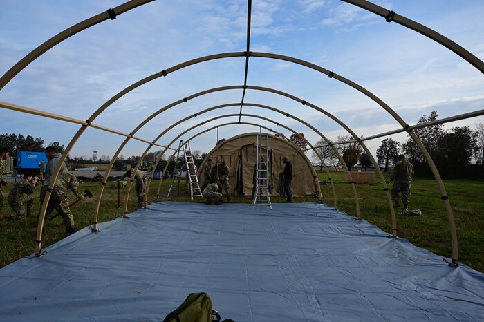 setting up tents