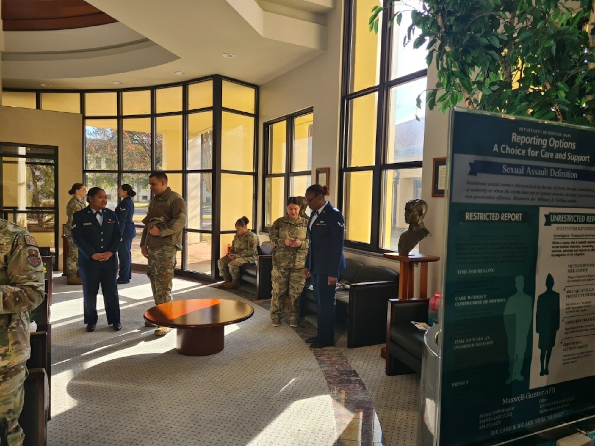 Testers of the in person board wait in the lobby. Bringing back the in-person BTZ board enhances the process to promote our enlisted force. (