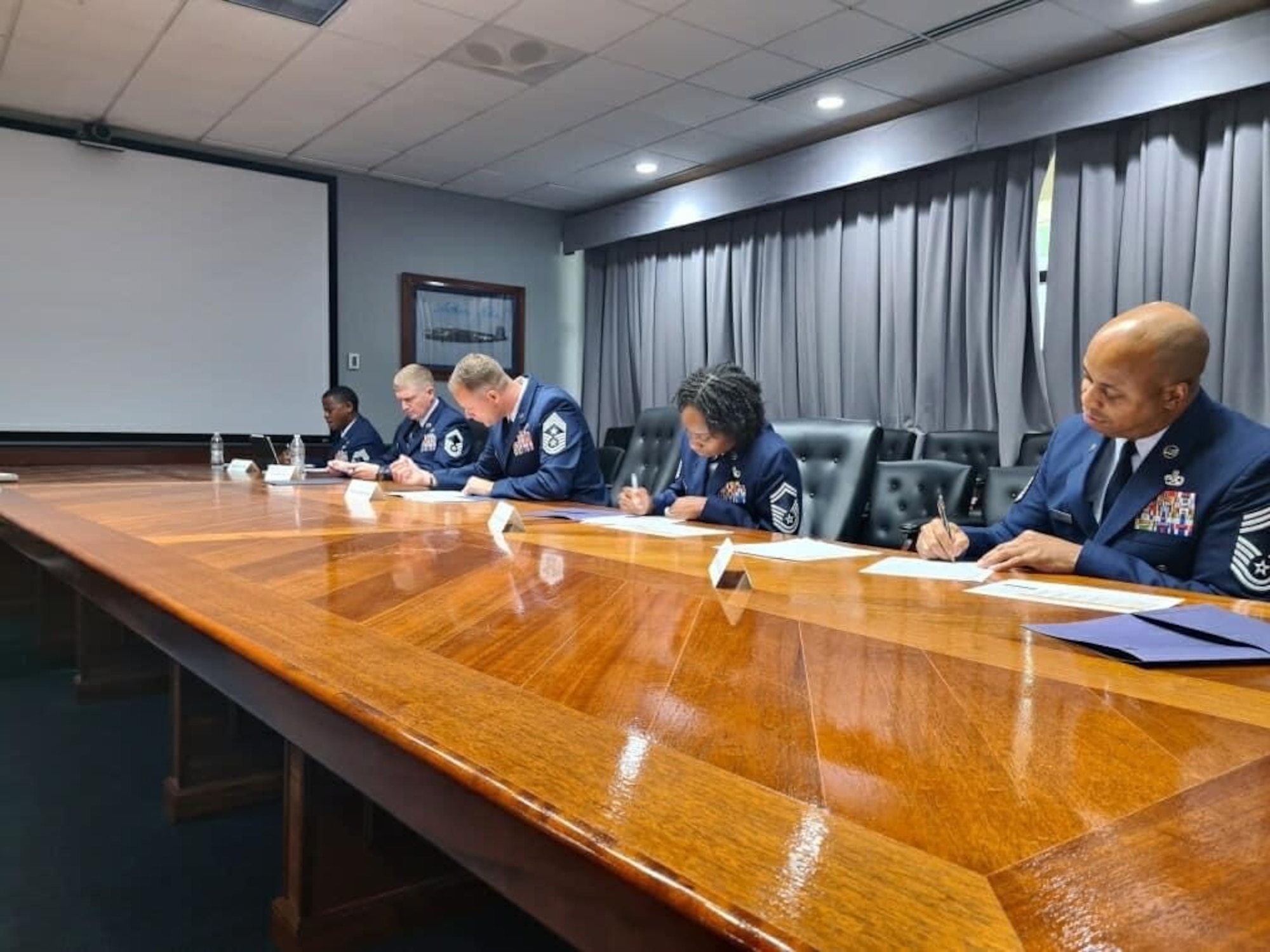Members of the BTZ panel asses Airman. Commanders and senior enlisted leaders submit their nominees under the Team Maxwell-Gunter BTZ Operations Order, which requires the nominees to have a 1206 nomination package and to meet the in-person panel.