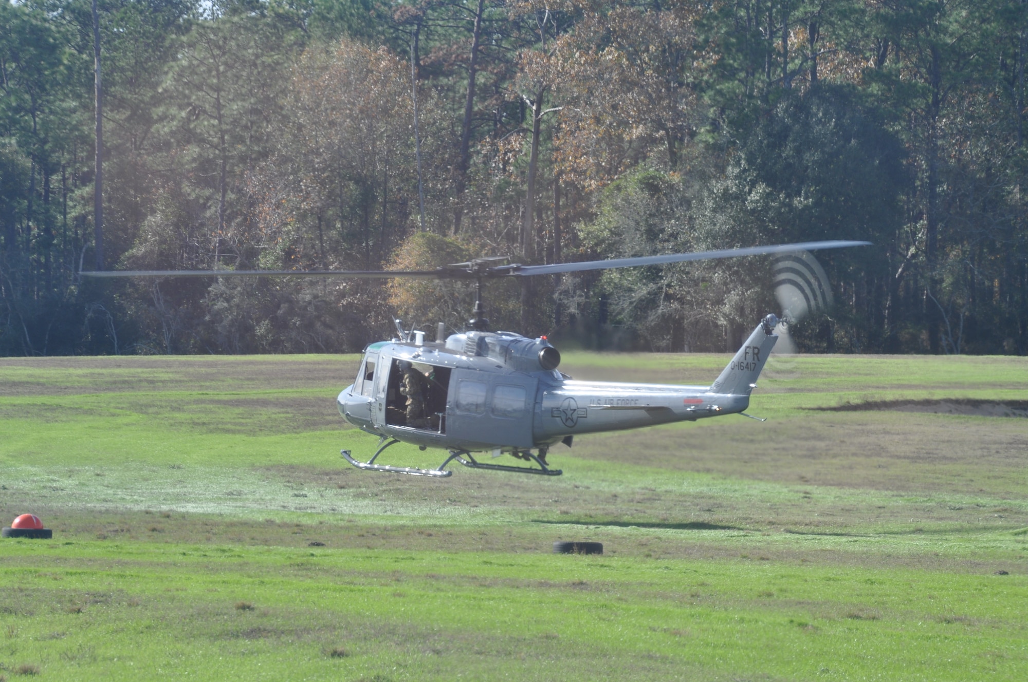 a helicopter lands
