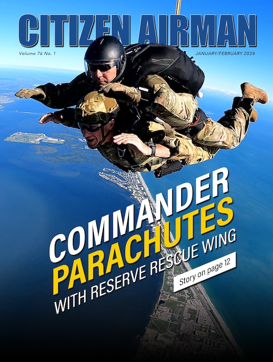 Graphic image of the cover of Citizen Airman Magazine January-February 2024 issue