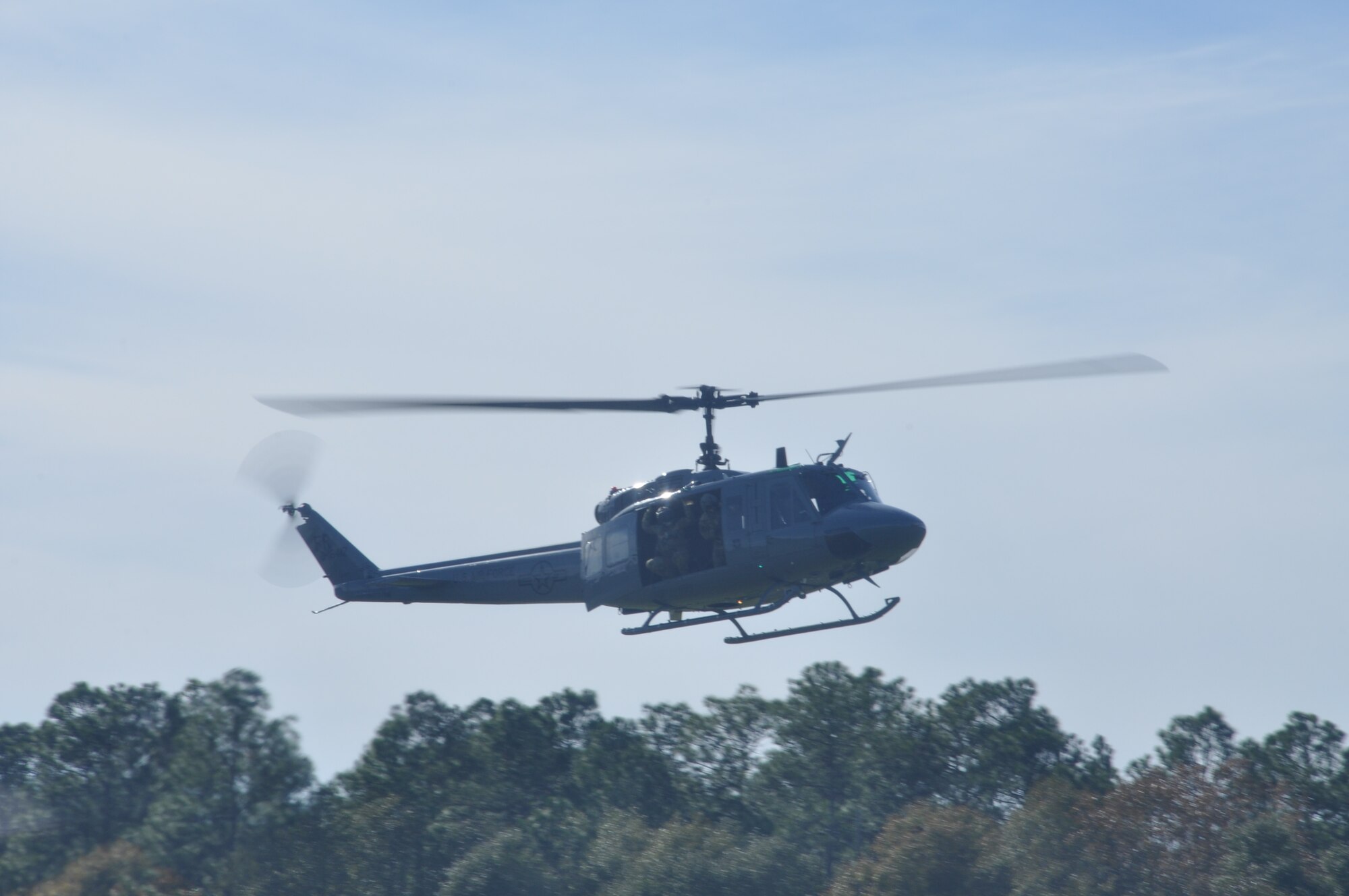 a helicopter lands