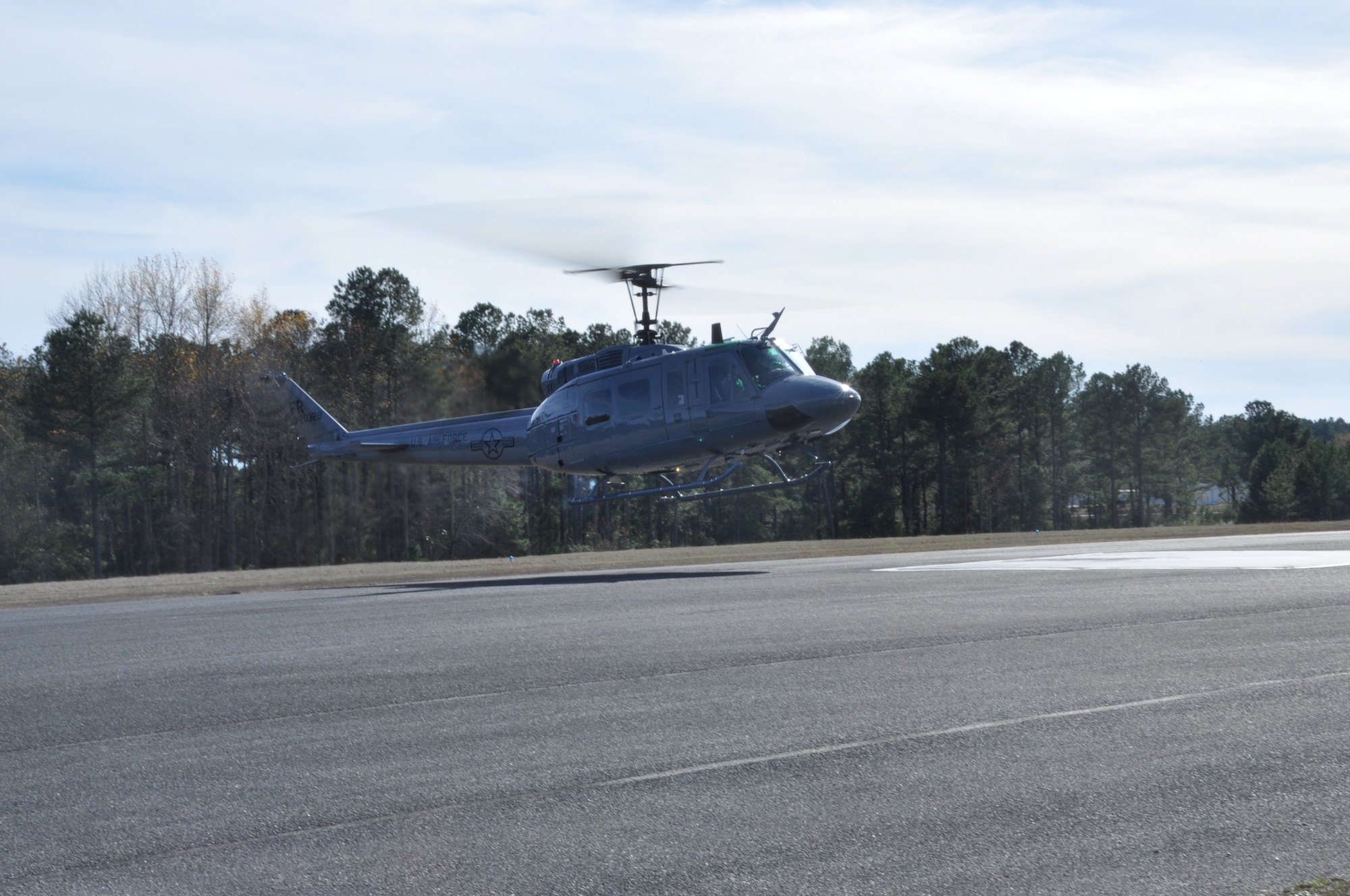 a helicopter lands