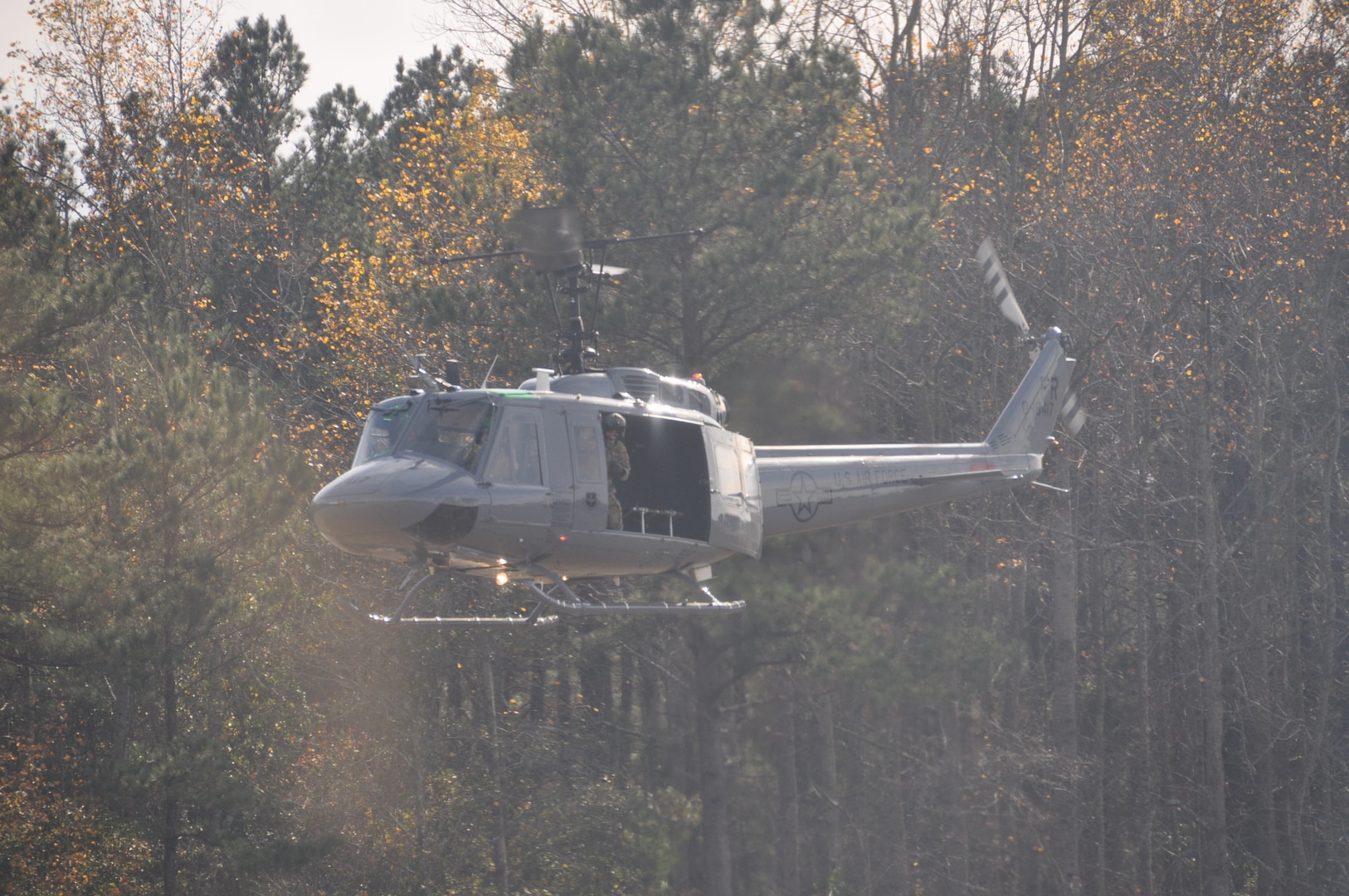 a helicopter lands