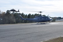 a helicopter lands
