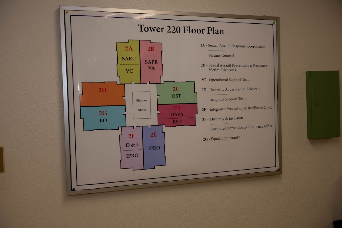 A map of Tower 220’s floor plan at Misawa Air Base, Japan, Dec. 12, 2023.