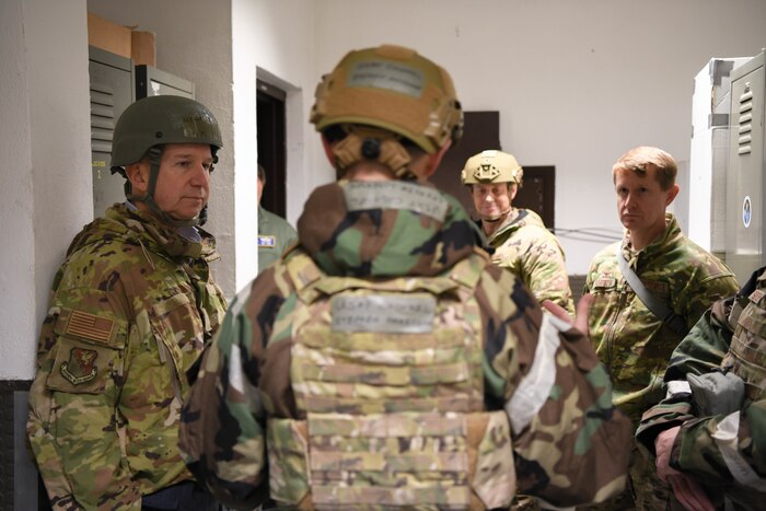 U.S. Air Force Airman speaks on base infrastructure