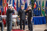 NAVAL STATION ROTA, Spain – Cmdr. Greg DeJute relieves Capt. Paul Murch as officer in charge of Forward Deployed Regional Maintenance Center Detachment Rota with Capt. Brian Karosich, FDRMC Commanding Officer, presiding during a change of charge ceremony on Dec. 15, 2023.