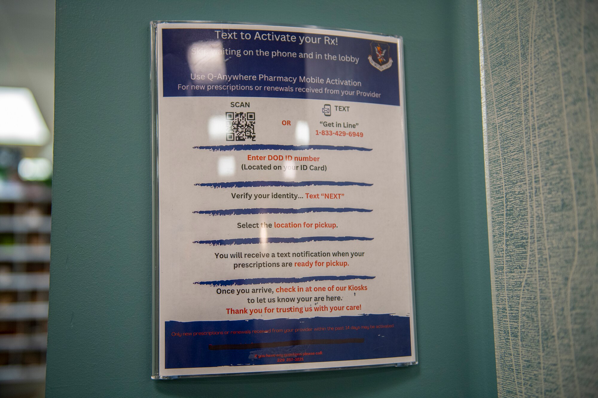 A flyer hands on the wall at med group