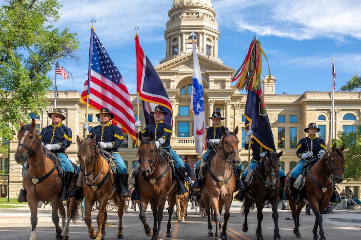 Commanding Generals Mounted Color Guard marching