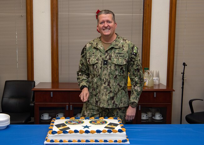 JOINT BASE SAN ANTONIO-FORT SAM HOUSTON – (Dec. 11, 2023) – Rear Adm. Walter D. Brafford, of Lebanon, Mo., commander, Naval Medical Forces Support Command (NMFSC) was recently promoted to the rank of rear admiral (lower half) by Rear Adm. Rick Freedman, U.S. Navy Bureau of Medicine and Surgery’s (BUMED) deputy surgeon general and deputy chief, Dec. 6. NMFSC develops and delivers integrated education and training that produces medical experts to project Medical Power in support of Naval Superiority.  (U.S. Navy Photo by MC2 Cheyenne Geletka, Navy Medicine Training Support Center Public Affairs/Released)