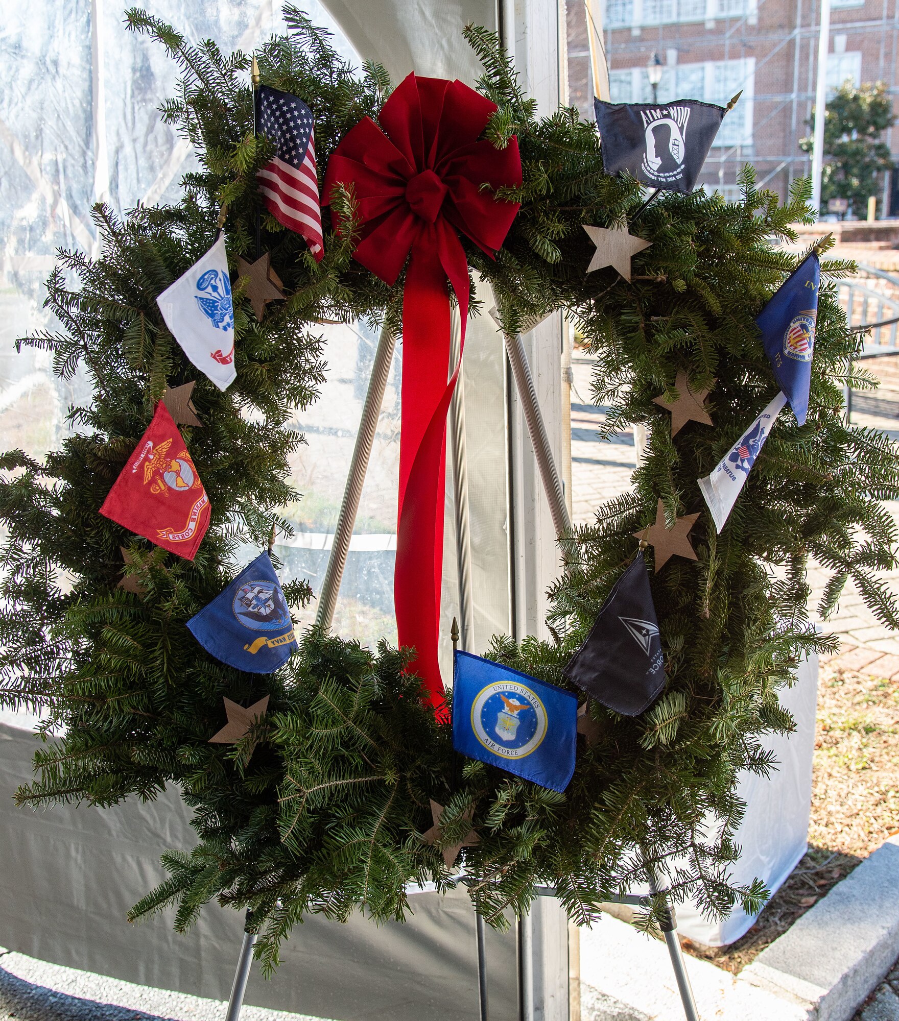 The Delaware General Assembly welcomes Wreaths Across America to the First State during a ceremony held at Legislative Hall, Dover, Delaware, Dec. 11, 2023. At the conclusion of the ceremony, wreaths were laid at numerous memorials near Legislative Hall in honor of U.S. veterans. National WAA Day is Dec. 16. (U.S. Air Force photo by Roland Balik)