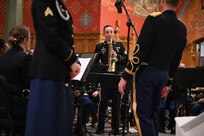 The District of Columbia National Guard’s 257th Army Band holds its annual “Sounds of the Season” holiday concert at Holy Comforter-Saint Cyprian Catholic Church, Dec. 11, 2023. The annual event is part of the band’s commitment to community engagements bolstering music, connection and recruitment throughout the year. (U.S. Air National Guard photo by Master Sgt. Arthur M. Wright)