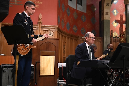 The District of Columbia National Guard’s 257th Army Band holds its annual “Sounds of the Season” holiday concert at Holy Comforter-Saint Cyprian Catholic Church, Dec. 11, 2023. The annual event is part of the band’s commitment to community engagements bolstering music, connection and recruitment throughout the year. (U.S. Air National Guard photo by Master Sgt. Arthur M. Wright)