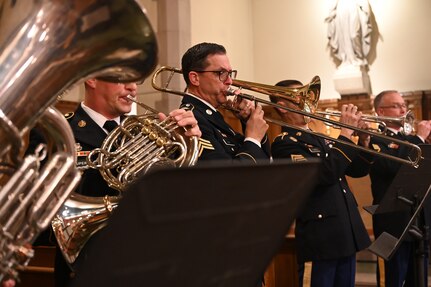 The District of Columbia National Guard’s 257th Army Band holds its annual “Sounds of the Season” holiday concert at Holy Comforter-Saint Cyprian Catholic Church, Dec. 11, 2023. The annual event is part of the band’s commitment to community engagements bolstering music, connection and recruitment throughout the year. (U.S. Air National Guard photo by Master Sgt. Arthur M. Wright)