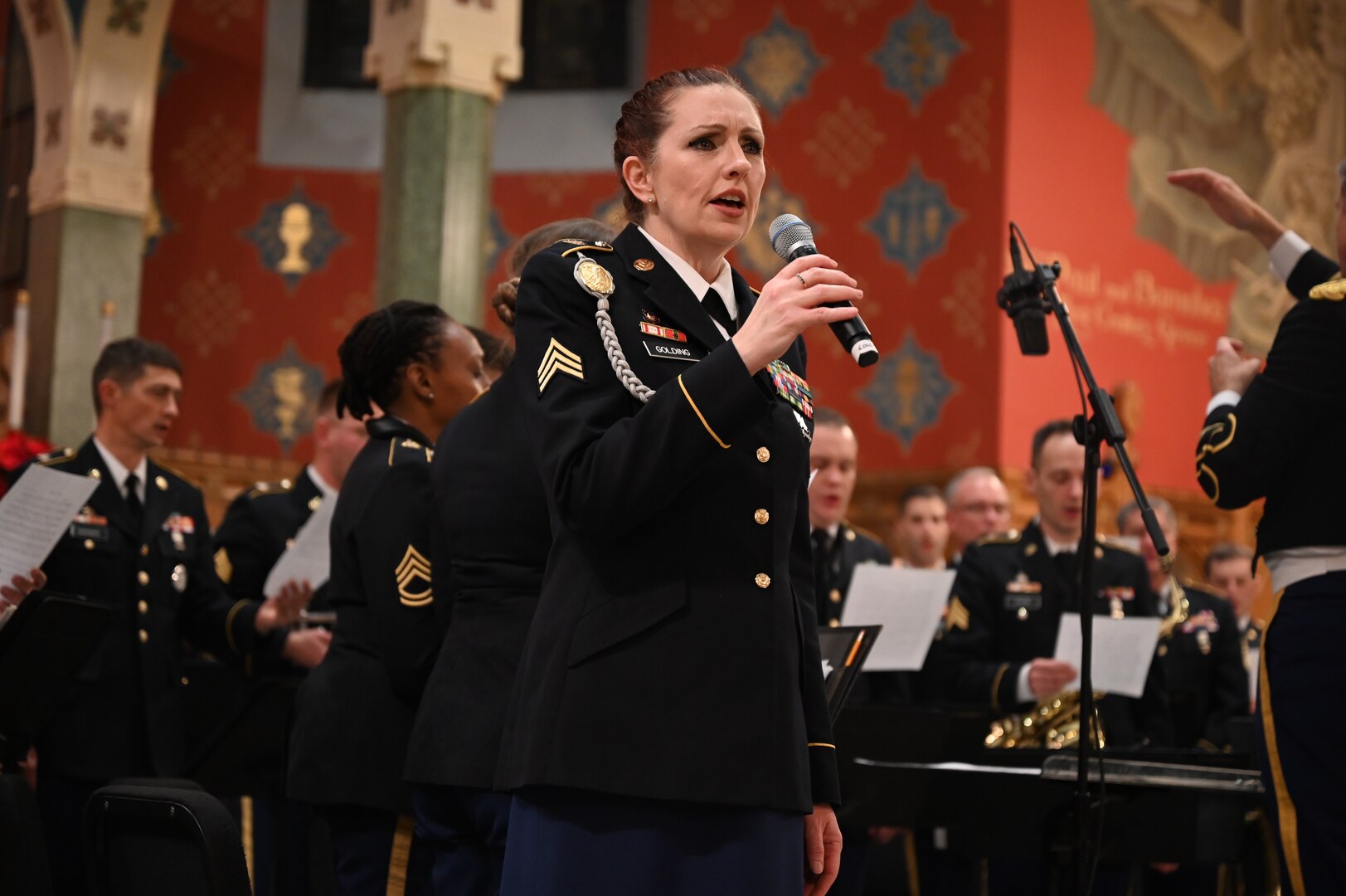 The District of Columbia National Guard’s 257th Army Band holds its annual “Sounds of the Season” holiday concert at Holy Comforter-Saint Cyprian Catholic Church, Dec. 11, 2023. The annual event is part of the band’s commitment to community engagements bolstering music, connection and recruitment throughout the year. (U.S. Air National Guard photo by Master Sgt. Arthur M. Wright)