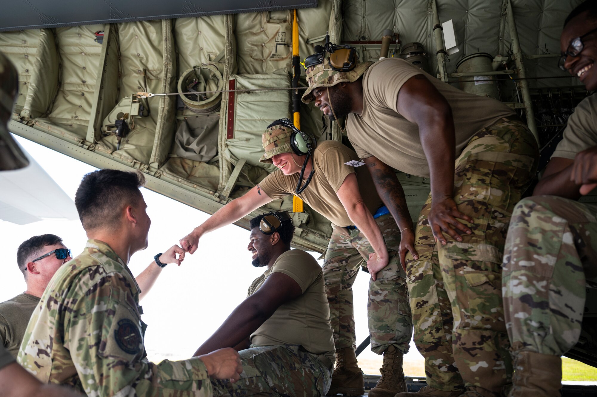 Maintenance Airmen assigned to the 19th Aircraft Maintenance Squadron, deployed from Little Rock Air Force Base, Arkansas, prepare to launch a C-130J Super Hercules during Mobility Guardian 23 at Andersen Air Force Base, Guam, July 9, 2023. MG23 is a multilateral exercise involving joint foreign partners to showcase coalition ability in the INDOPACOM area of responsibility.  (U.S. Air Force photo by Tech. Sgt. Joseph Pick)