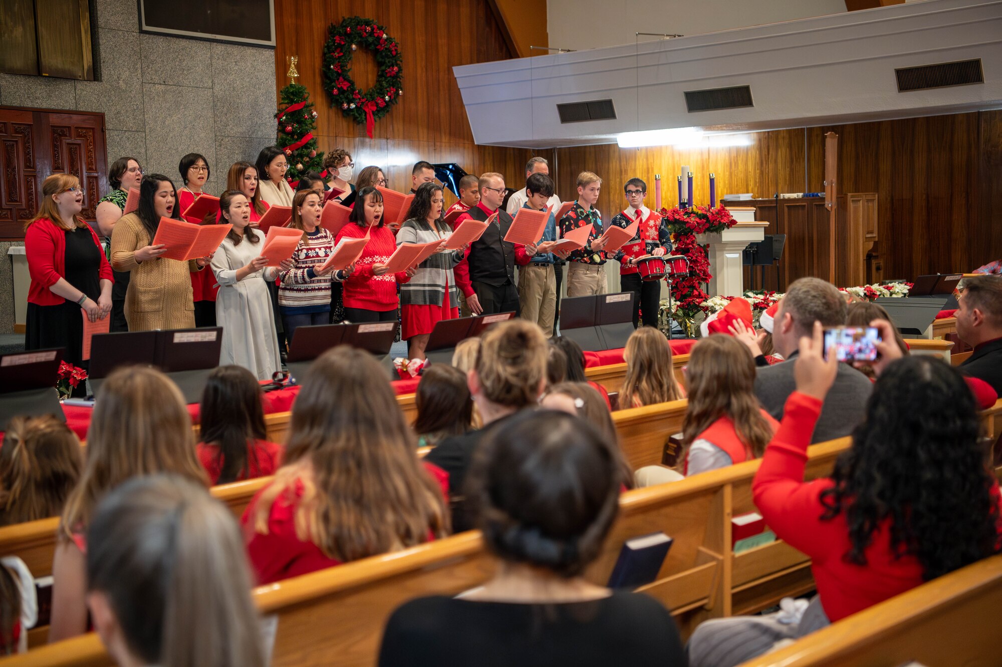 Members of the Yokota Chapel choir perform in the main chapel at Yokota Air Base, Japan.