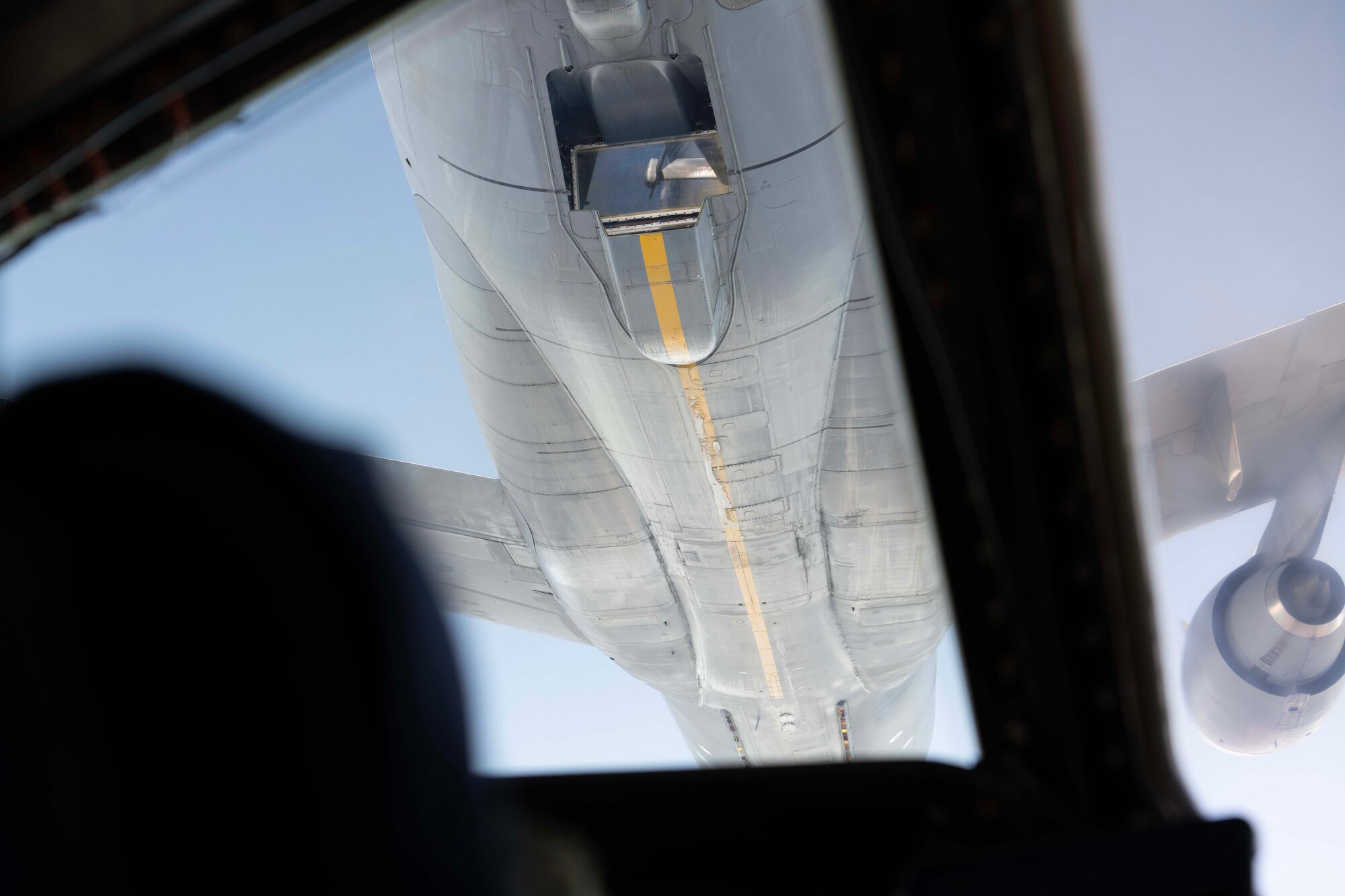The aerial view of a military aircraft
