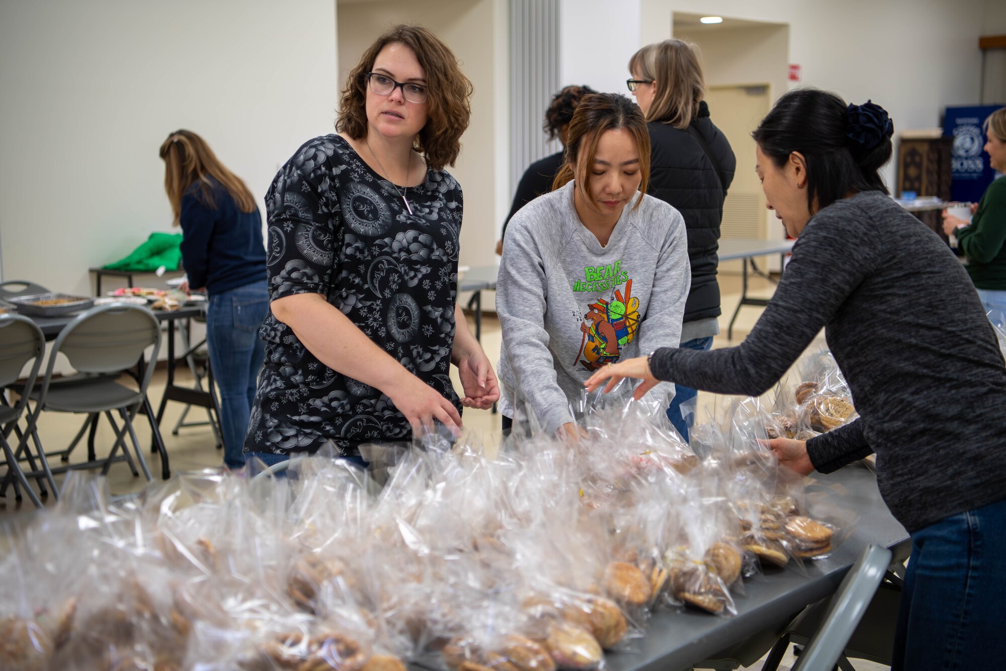 Volunteers prepare cookies for the annual Yokota Cookie Crunch at the main chapel on Yokota Air Base, Japan.