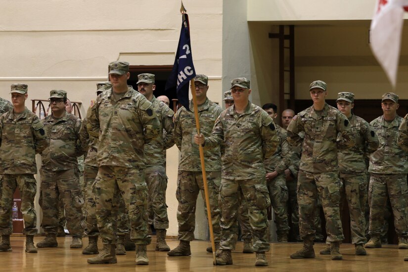 Soldiers with 2nd Battalion, 112th Infantry Regiment, 56th Stryker Brigade Combat Team, 28th Infantry Division and their families are recognized during a ceremony at the Zembo Shrine Auditorium in Harrisburg, Pennsylvania, Dec. 17, 2023. The Soldiers will leave their homes and families for about a year as they deploy to the Horn of Africa, supporting U.S. Africa Command and partner forces with security objectives in the region. During the ceremony, Gov. Josh Shapiro, Maj. Gen. Mark Schindler, Col. Christopher Costello and Lt. Col. Eric Ponzek shared remarks. (U.S. Army National Guard photo by Maj. Travis Mueller)