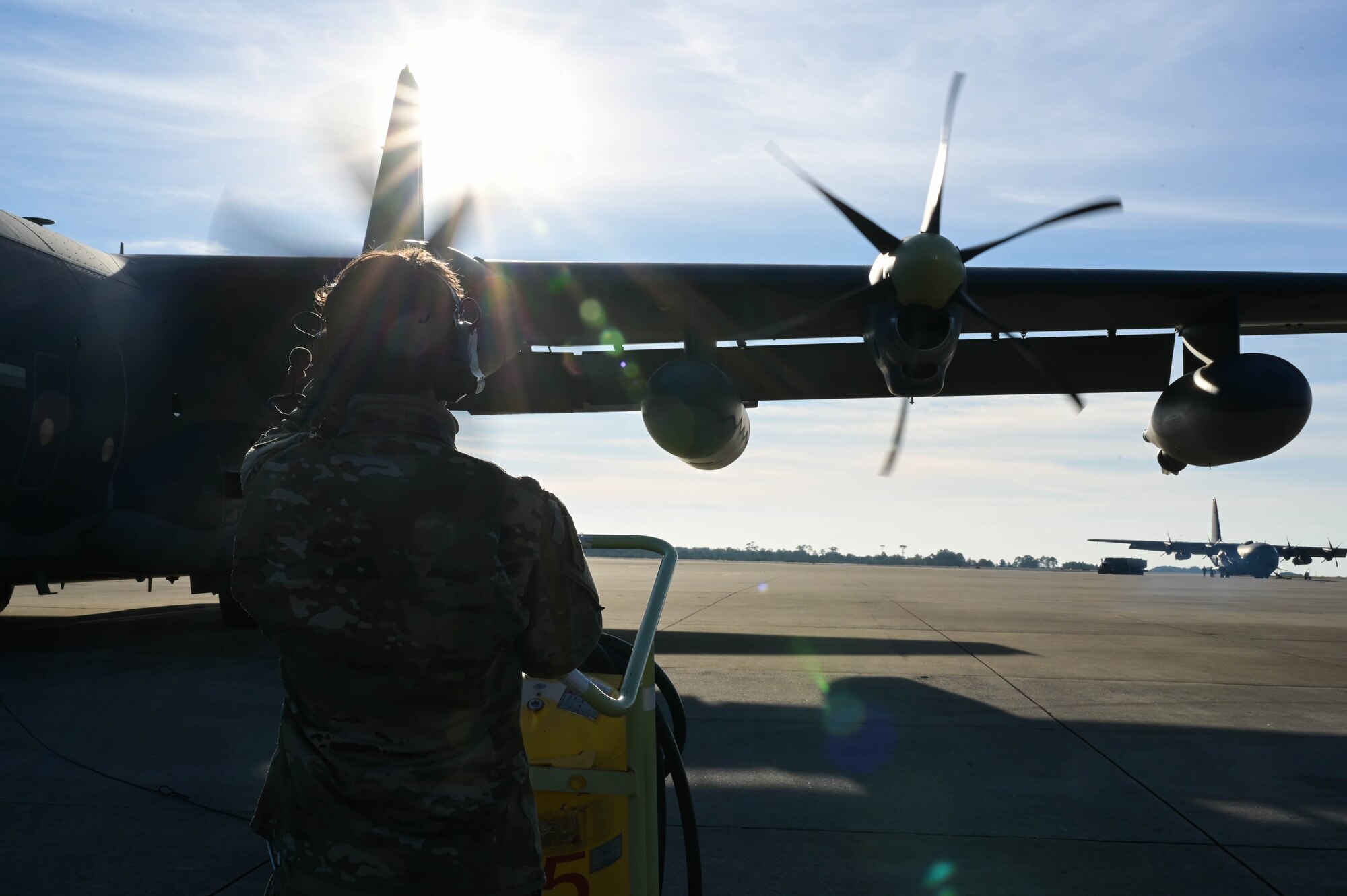 A U.S. Air Force Air Commando conducts a pre-flight inspection in support of Special Operations Command South at Hurlburt Field, Florida.
