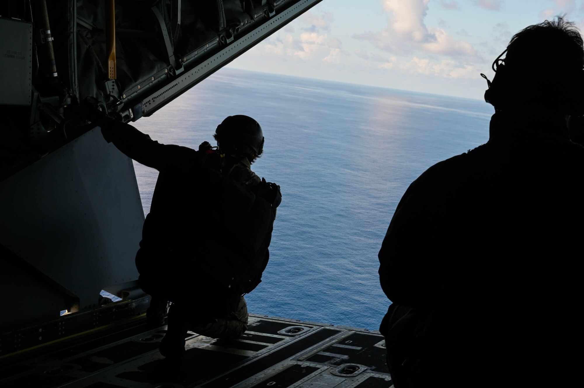 U.S. Air Force Air Commandos conduct military free fall training from an MC-130J Commando II over the Caribbean Sea, Dec. 7, 2023.