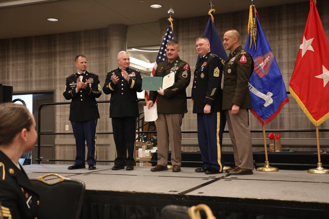 Staff Sgt. Houston Anglin this year’s Directors 54/Recruiter of the Year received her Meritorious Service Medal during the Mission Maker award ceremony held at the Galt House hotel Dec. 16, 2023.