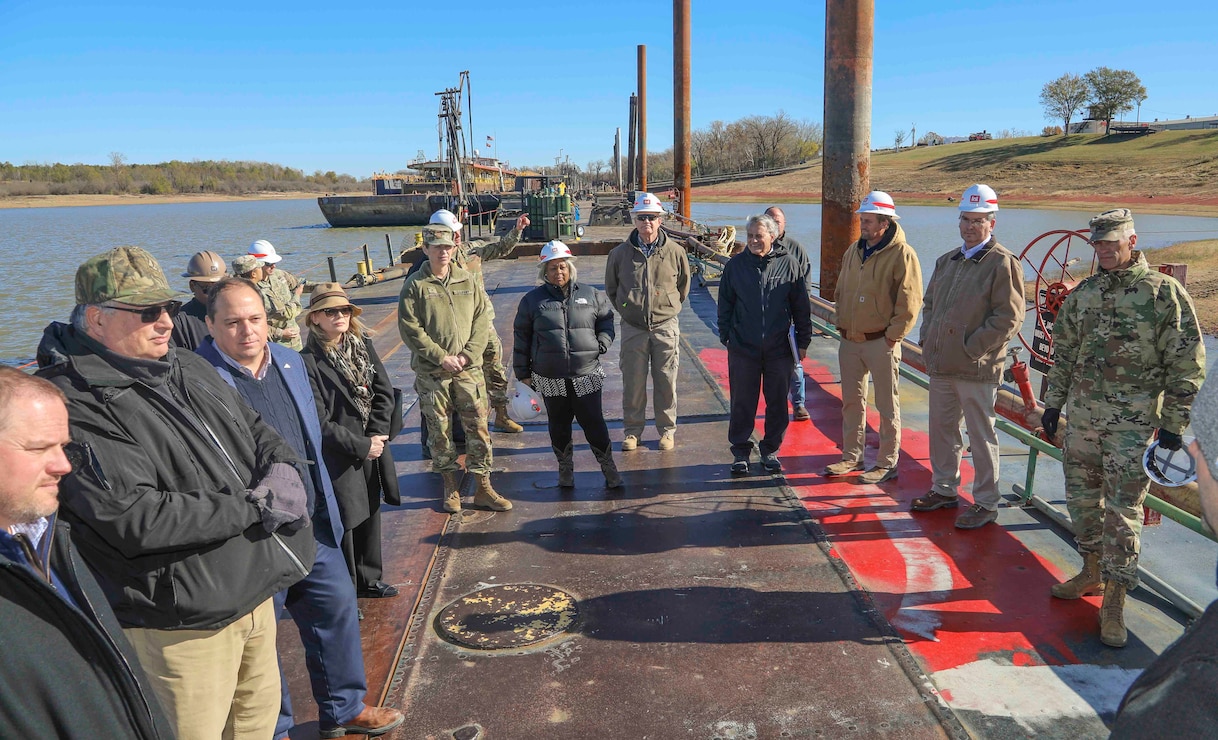 U.S. Army Corps of Engineers Mississippi Valley Division Commander Brig. Gen. Kimberly Peeples visited the Memphis District during the last week of November. 

Her time at the district included meeting with district leadership, took a Mississippi River channel improvement tour, and visited with Ensley Engineer Yard (EEY) district workers. 

The general also met with White River Irrigation District administration and board members while touring the district's Bayou Meto and Grand Prairie groundwater project sites.