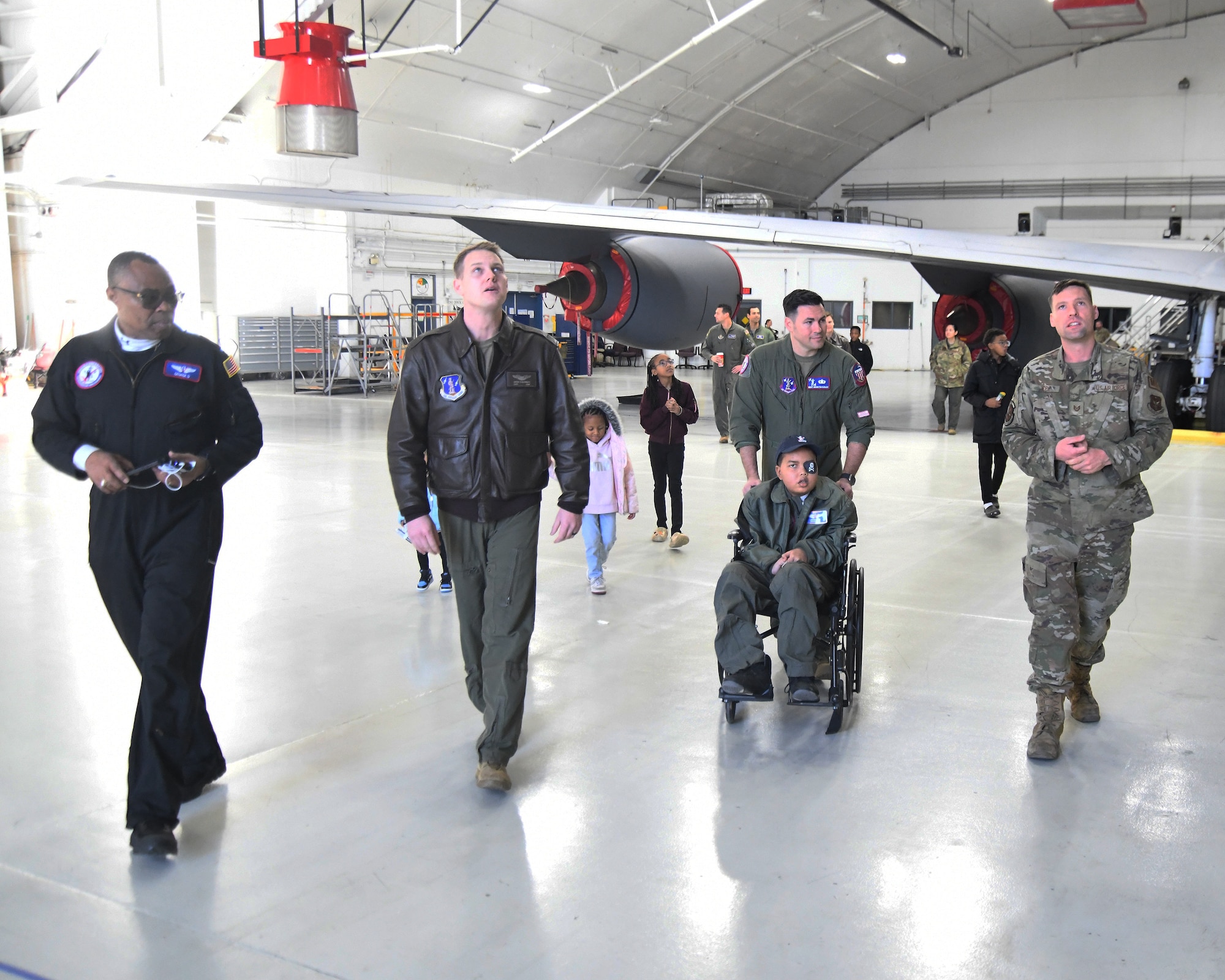 Young Jeremiah Hawkins was a "Pilot for a Day" at the 459th ARW. He and his family received a tour of the Air Force's KC-135 Stratotanker aircraft as part of a base tour arranged by a local non-profit foundation that organizes and funds "Pilot for a Day" events for children with serious medical conditions. (Air Force Photo by Lt. Col. Timothy Smith)