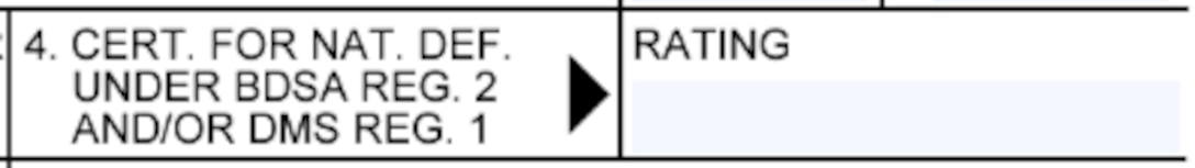 Box 4 of the Request for Quotation (SF18) for Cert. For Nat. Def. Under BDSA Reg. 2 And/Or DMS Reg. 1 which indicates the Defense Priorities and Allocations System (DPAS) rating.