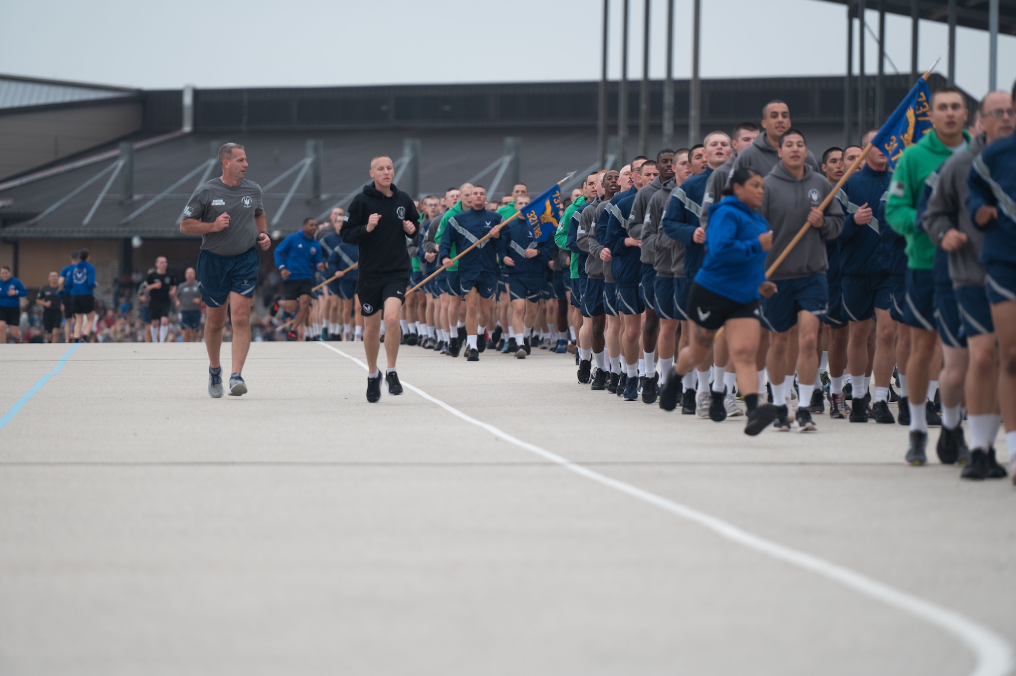 Airmen run in formation