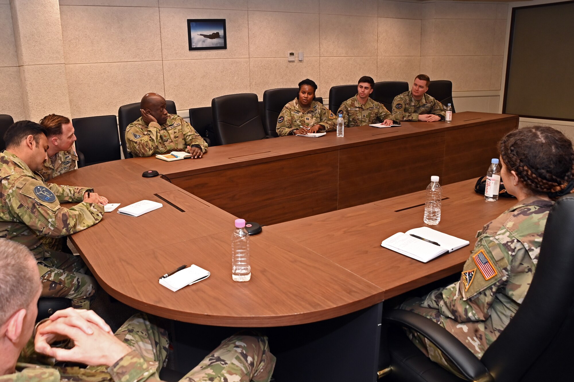 Members of the U.S. Space Force Space Systems Command Galaxy X cohort participate in a working group session with U.S. Space Forces Korea Guardians during the cohort’s visit to Osan Air Base, Republic of Korea, November 30, 2023.