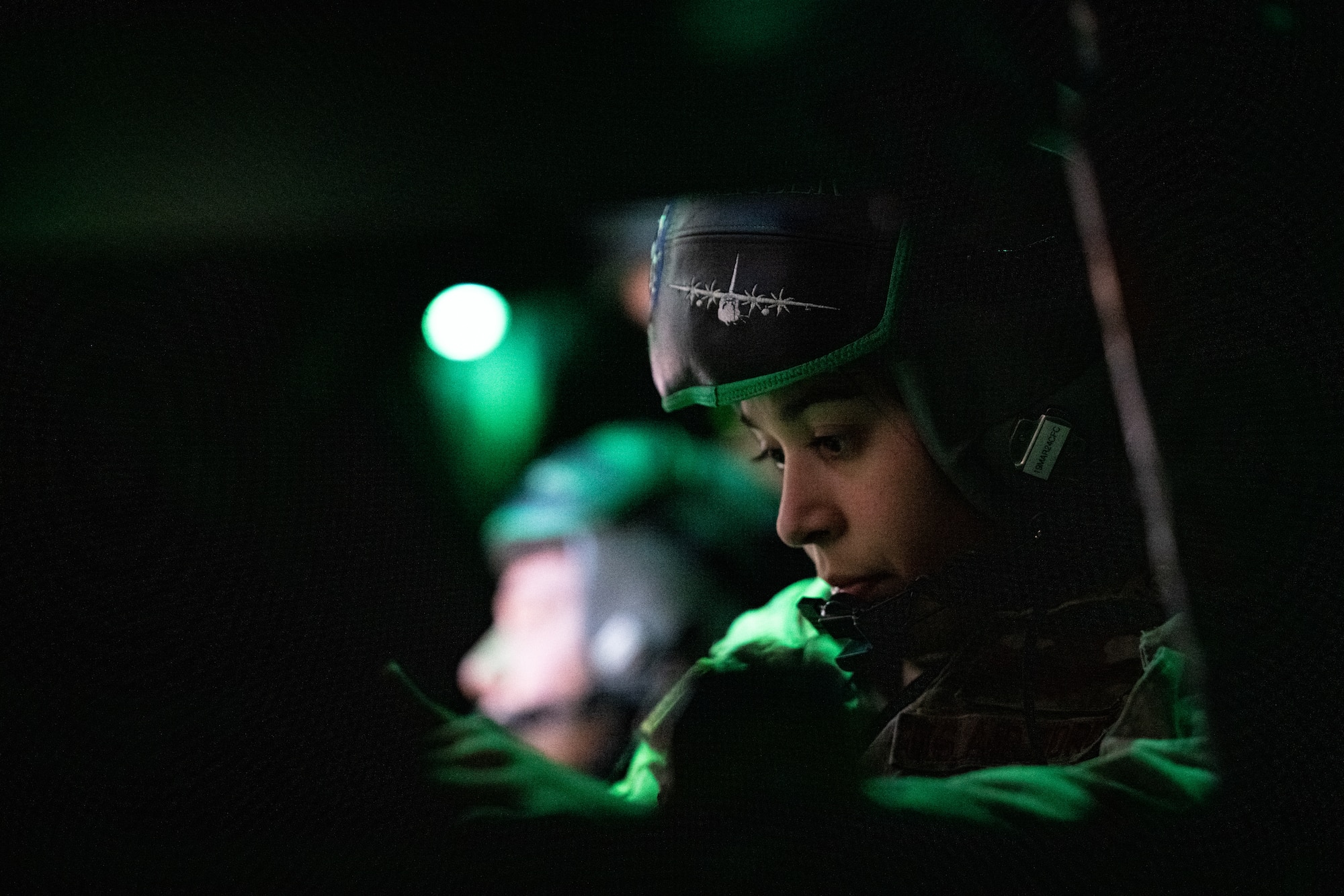 U.S. Air Force Air Commandos assigned to Hurlburt Field conduct air-to-ground live fire in an AC-130J Ghostrider gunship over the Caribbean Sea, Dec. 7, 2023.