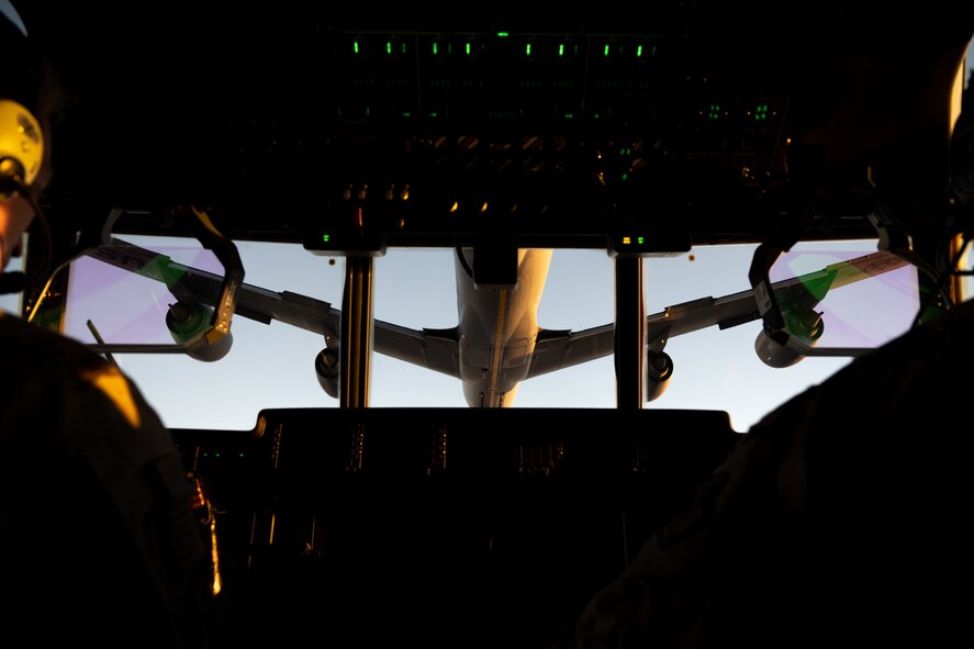 U.S. Air Force Air Commandos assigned to Hurlburt Field conduct aerial refueling operations in an AC-130J Ghostrider gunship near the Caribbean Sea, Dec. 7, 2023.