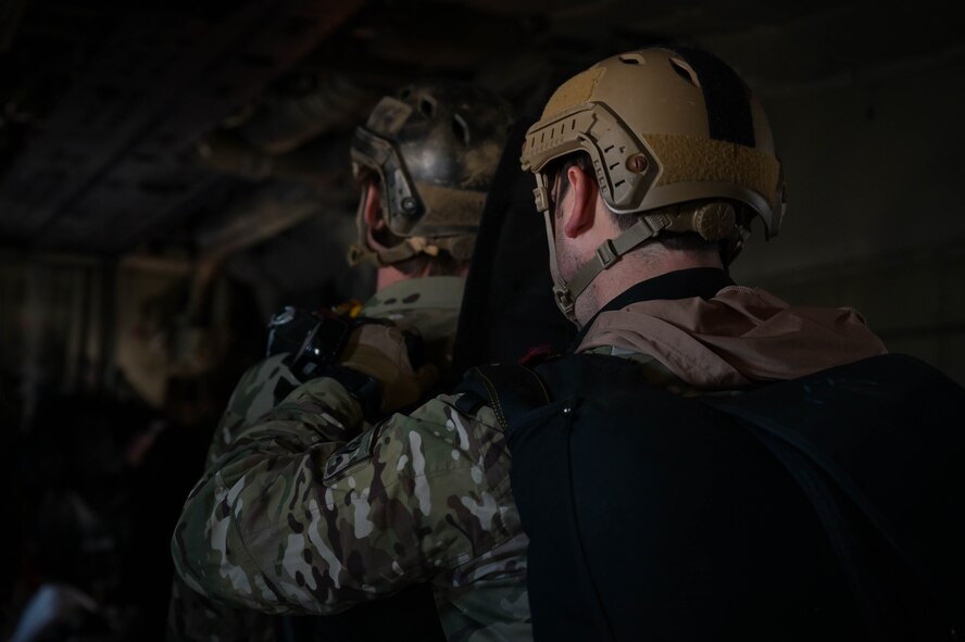U.S. Air Force Air Commandos conduct military free fall training from an MC-130J Commando II over the Caribbean Sea, Dec. 7, 2023.