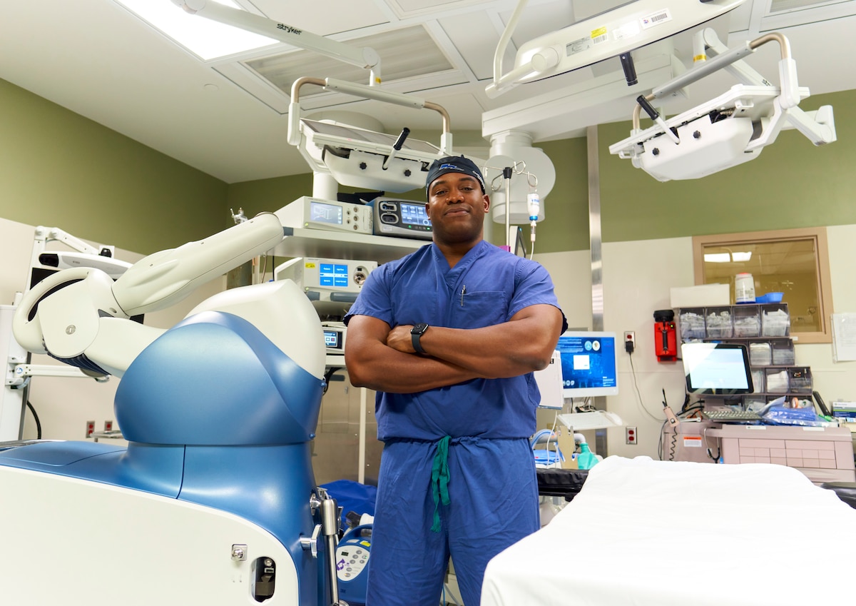 Surgeon standing in operating room