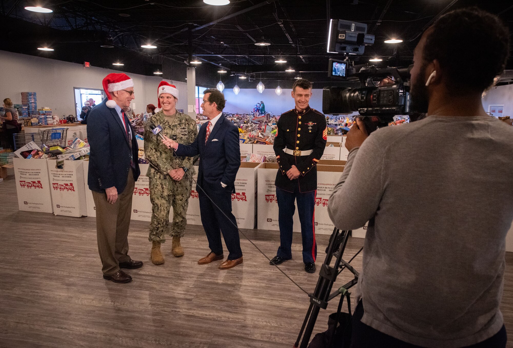 Every year, the NIWC Atlantic team collects and donates toys for children all of all ages through the U.S. Marine Corps Reserves Toys for Tots program. This year, we took the toys to the Toys for Tots warehouse and Capt. Nicole Nigro, commander, and Pete Reddy, executive director, were interviewed by Rob Fowler, WCBD chief meteorologist, about NIWC Atlantic’s STEM mission. We donated about 350 toys and 18 bikes that will be handed-out during the holiday season to families and children of need throughout the Lowcountry.