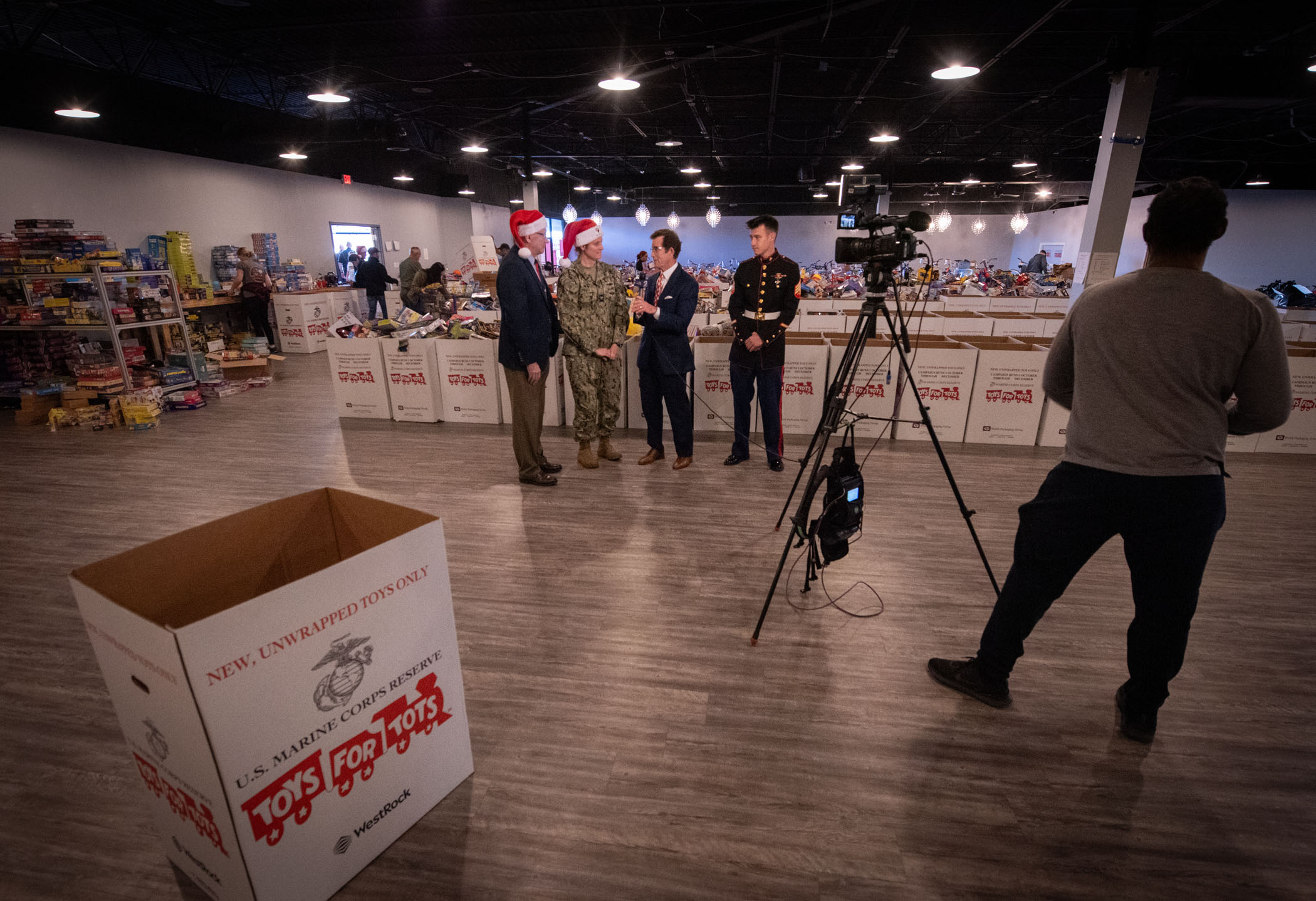 Every year, the NIWC Atlantic team collects and donates toys for children all of all ages through the U.S. Marine Corps Reserves Toys for Tots program. This year, we took the toys to the Toys for Tots warehouse and Capt. Nicole Nigro, commander, and Pete Reddy, executive director, were interviewed by Rob Fowler, WCBD chief meteorologist, about NIWC Atlantic’s STEM mission. We donated about 350 toys and 18 bikes that will be handed-out during the holiday season to families and children of need throughout the Lowcountry.