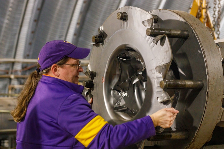 The Blast Load Simulator's ruptured diaphragm after a blast.