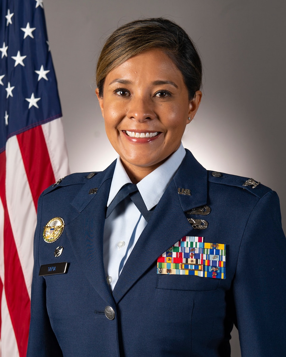 Official photo of Col. Angela Tapia in service dress