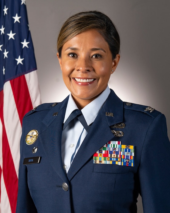 Official photo of Col. Angela Tapia in service dress