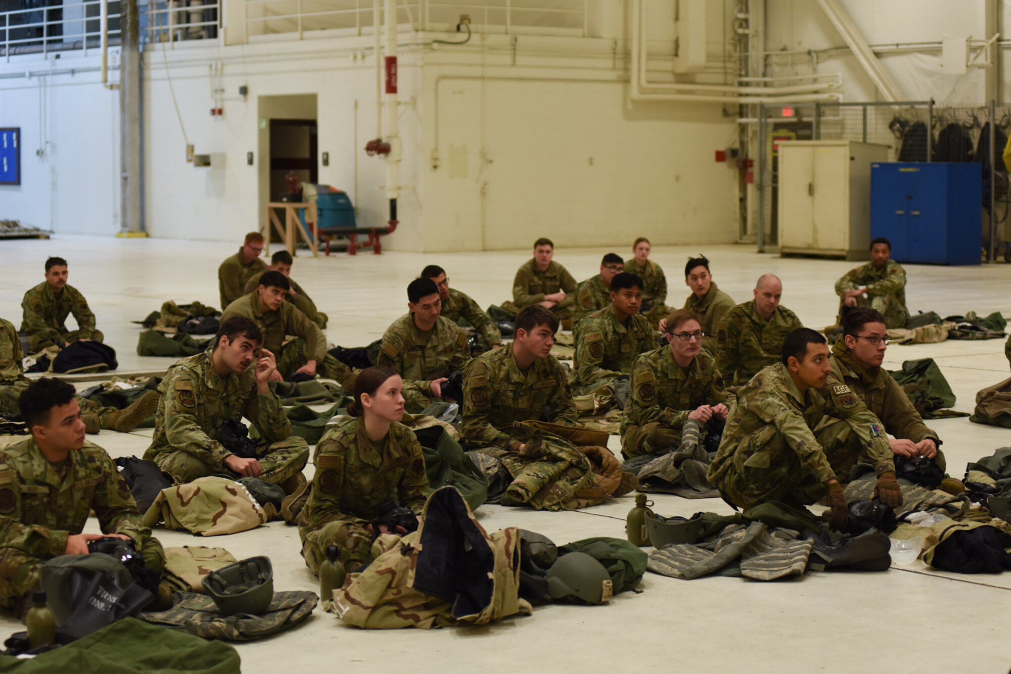 Airmen take the CBRN training course.